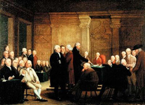 Painting of the signing of the Declaration of Independence