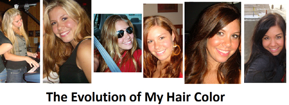 Evolution of Ashley Garmany's hair color from blonde to brunette