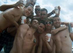 Group photo of guys on the beach at Log Bay Day 2009