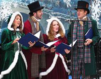 Christmas carolers singing outside