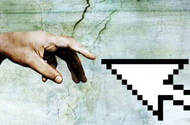 Hand of God touching a mouse pointer
