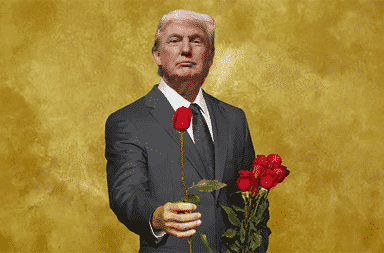 Donald Trump holds a rose for The Bachelor TV show