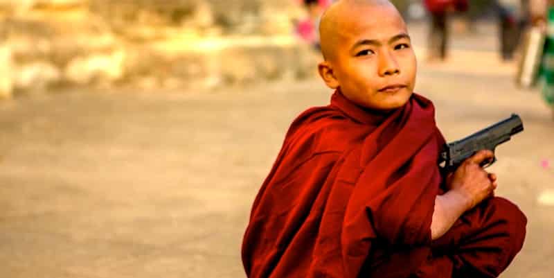 Buddhist monk with a gun