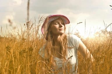 Pleasure woman in a field