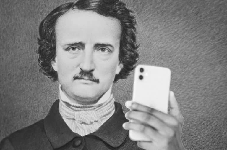 edgar allen poe with a cell phone