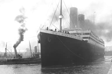 titanic in the harbor