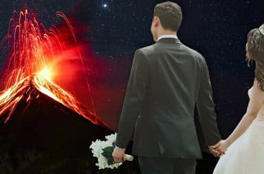 wedding at a volcano?? now i've seen everything