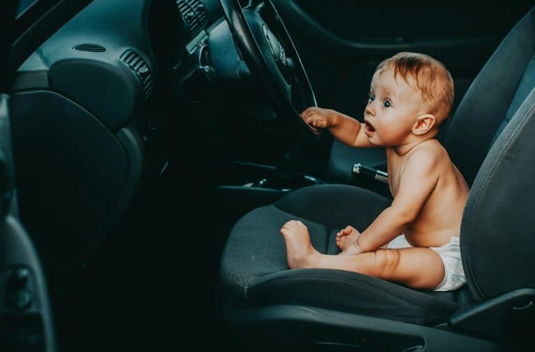 baby drives the car