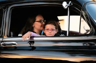 Mom and child in car