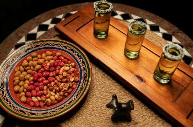 Shot glasses on table