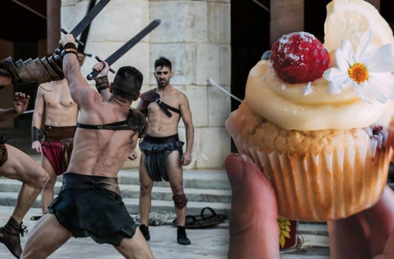 gladiator and a cupcake