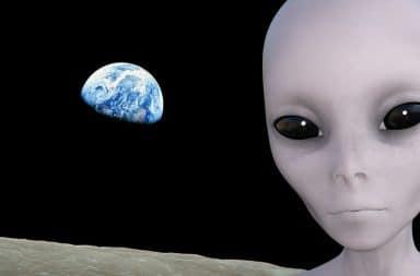 alien looking at earth