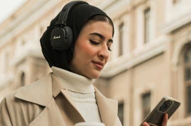 woman with headphones